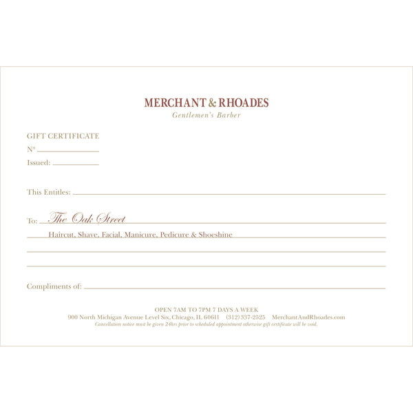Merchant & Rhoades Gift Certificate (IN-STORE ONLY) - "The Oak Street" Package