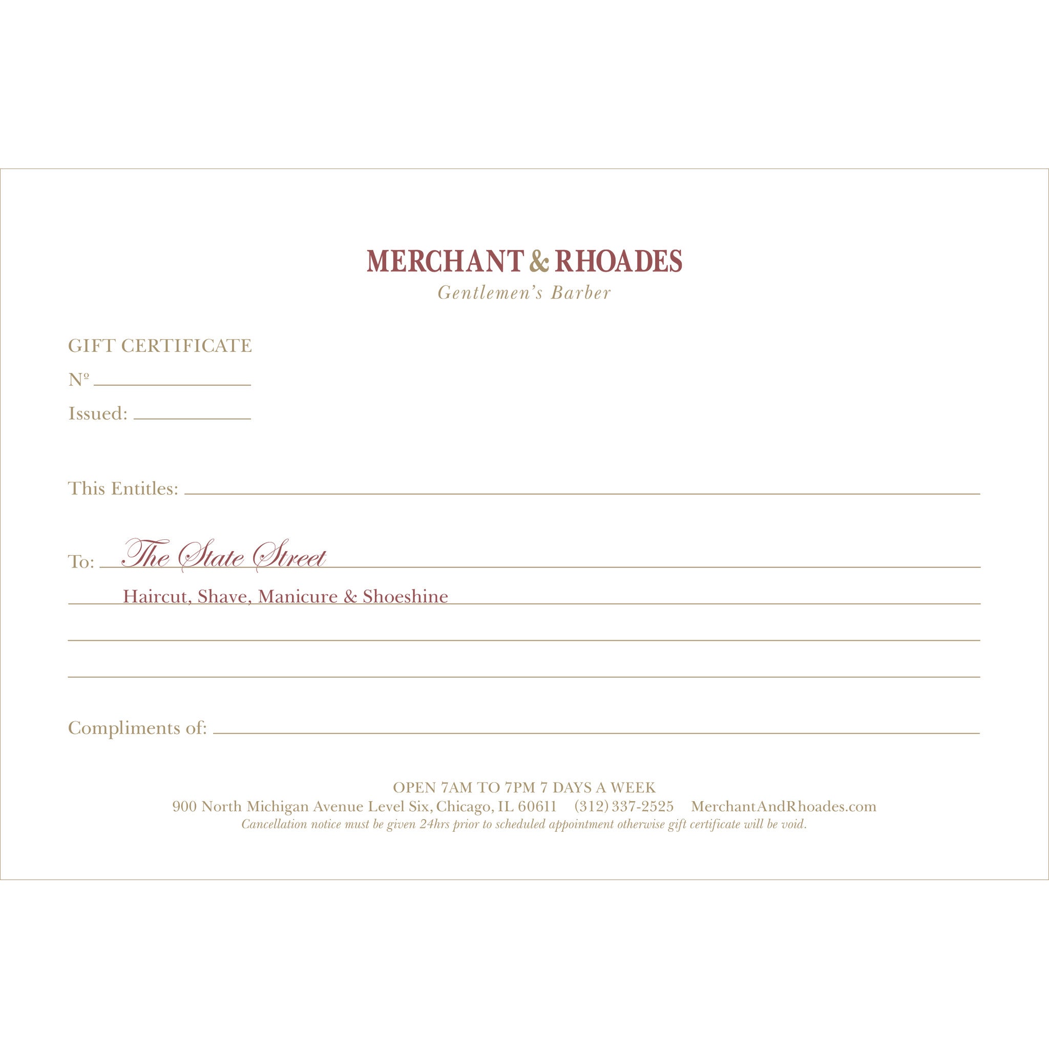 Merchant & Rhoades Gift Certificate (IN-STORE ONLY) -  Merchant & Rhoades Gift Certificate (IN-STORE ONLY) - "The State Street" Package