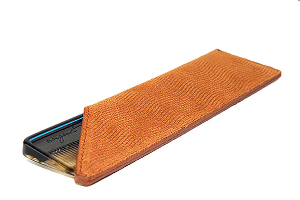 August Grooming – Tan Suede Comb Case