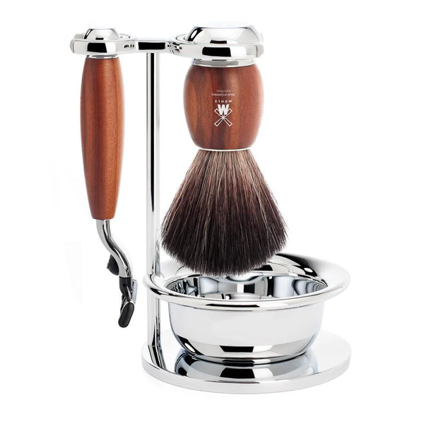 Mühle – Vivo Plumwood Black Fibre & Mach3 Shaving Set with Bowl