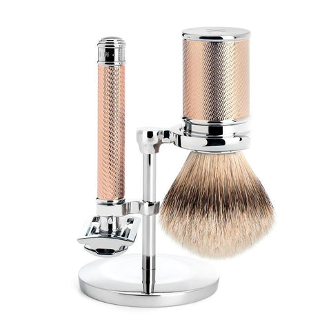 Mühle – Traditional Rose Gold Silvertip & Safety Closed Comb Shaving Set