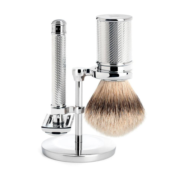 Mühle – Traditional Chrome Silvertip & Safety Closed Comb Shaving Set