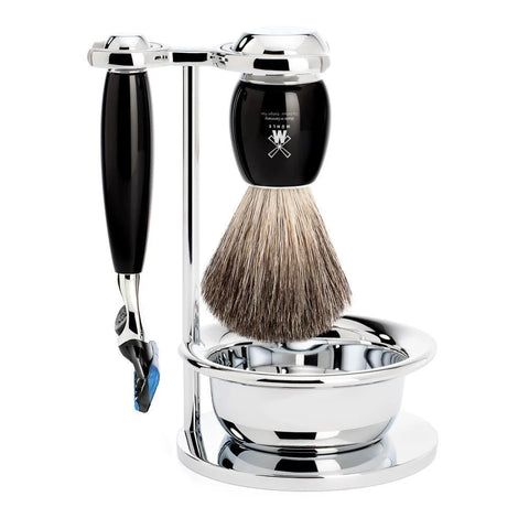 Mühle – Vivo Black Resin Pure Badger & Fusion Shaving Set with Bowl