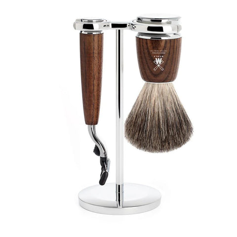 Mühle – Rytmo Steamed Ash Pure Badger & Mach3 Shaving Set