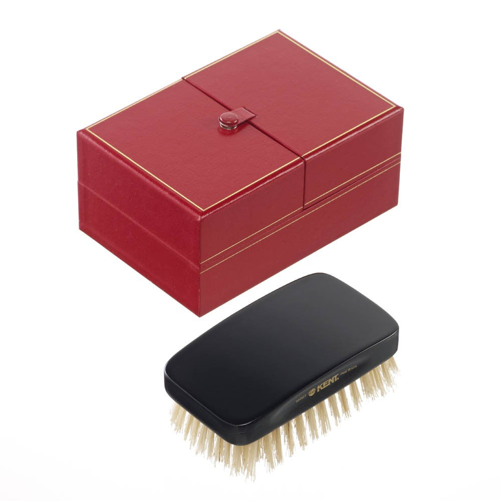 Kent – Handmade Military Ebony Wood White Bristle Brush MHN2T 