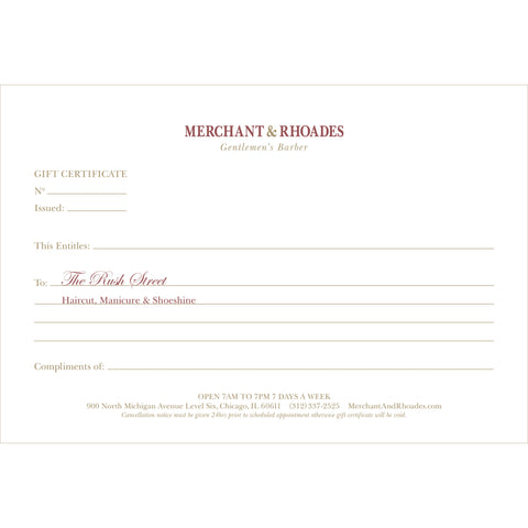 Merchant & Rhoades Gift Certificate (IN-STORE ONLY) - "The Oak Street" Package