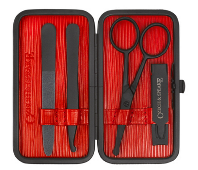Czech & Speake – Air-Safe Manicure Set - Red & Black